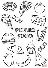 Coloring Picnic Food Pages Printable Drawing sketch template