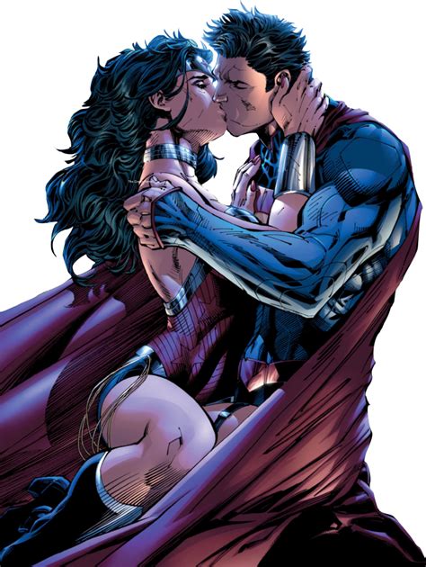 superman wonder woman kiss render by bobhertley on deviantart