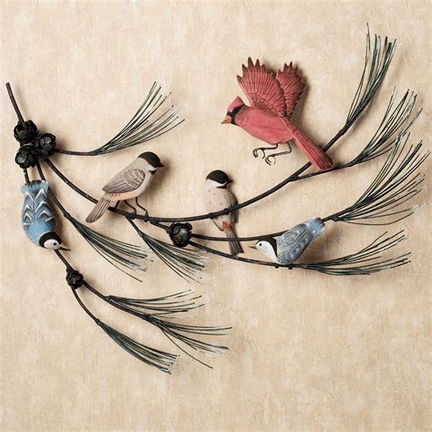 birds  pine branch wall sculpture
