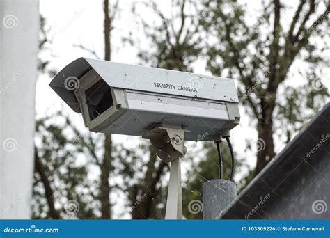 cctv security camera operating long time stock photo image  private outdoor