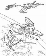 Coloring Wars Star Starfighter Print Pages Wing Battle Space Jedi Color sketch template