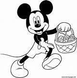 Mickey Easter Coloring Disney Pages Mouse Eggs Basket Printable sketch template