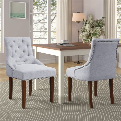 clearance tufted upholstered dining chairs set   fabric dining