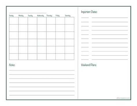 monthly calendar planner  printable monthly calendar