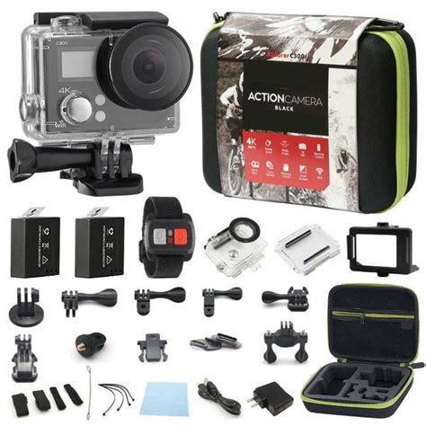 action camera dual screen ultra hd mp camcorder remote accessory bundle  action