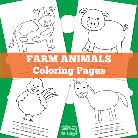 farm animals coloring pages itsy bitsy fun