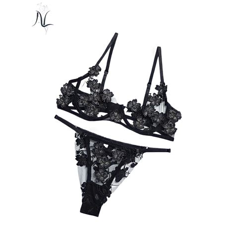 Night Lust Women Black Ziva Sexy Lace Lingerie Set Underwear Push Up