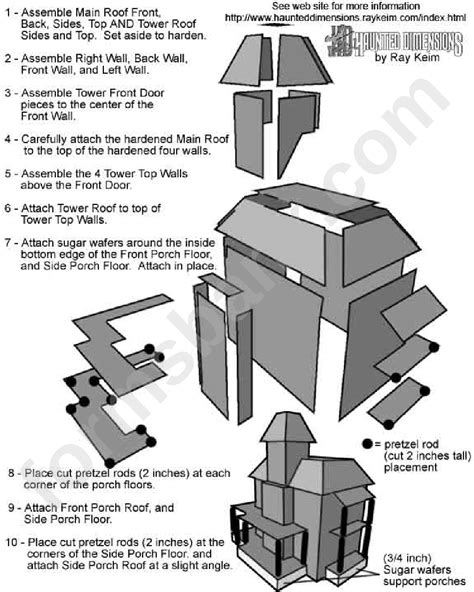 haunted house paper template  instructions printable