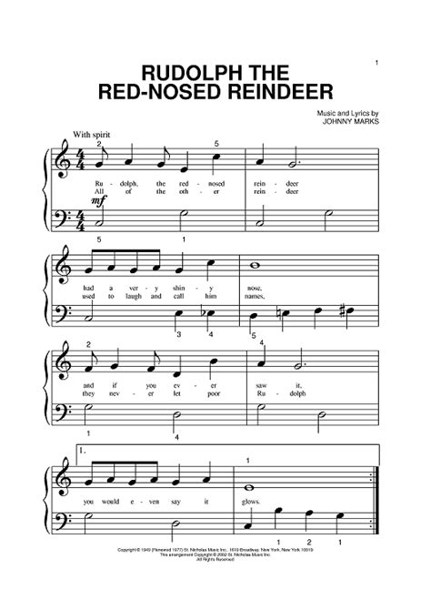 rudolph  red nosed reindeer trumpet sheet  christmas piano