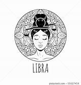 Libra Coloring Zodiac Sign Book Illustration Artwork Adult Stock sketch template