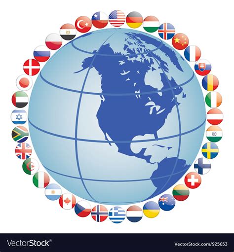 globe  flag icons royalty  vector image