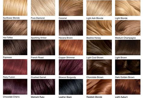 Hair Color Chart Shades Of Blonde Brunette Red And Black In 2019