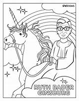 Ginsburg Rbg Ruth Bader Sheets Feminist sketch template