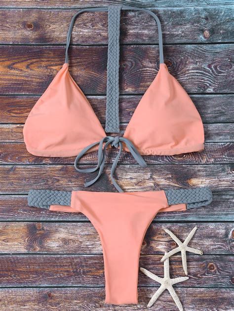 [64 Off] Halter Reversible Thongs Bikini Swimsuit Rosegal