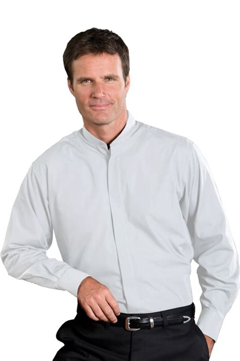 traditional mens banded collar shirt
