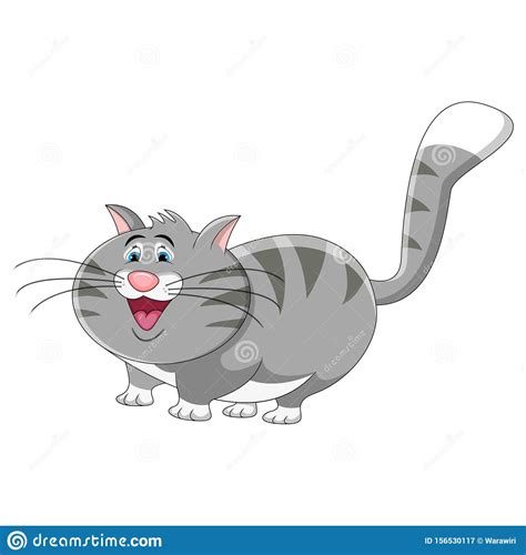 Cat Funny Cute Big Fat Cartoon Vector Illustration