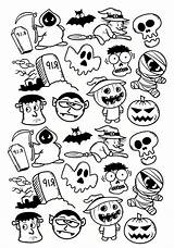 Halloween Coloring Characters Kids Doodle Pages Color Adults Adult Drawings Print Easy Cute Drawing Justcolor Printables Doodles Printable Sheets Pumkin sketch template