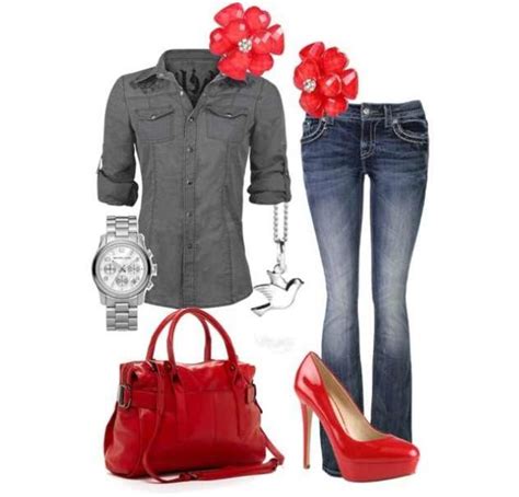 red  grey spring fashion outfits fashion fashion outfits