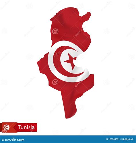 Tunisia Map With Waving Flag Of Country Stock Vector Illustration Of