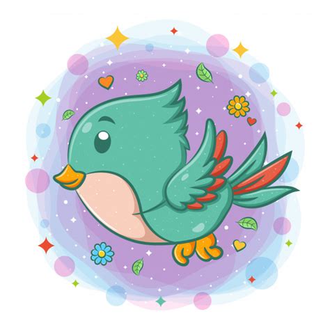 premium vector cute bird flying cartoon character