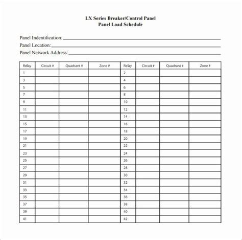 electrical panel schedule template excel lovely panel schedule template