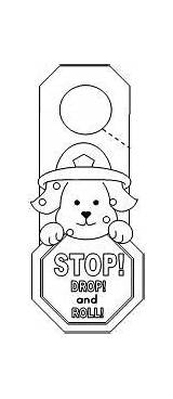 Safety Fire Door Drop Roll Stop Preschool Hanger Pages Knob Crafts Prevention Kids Coloring Firefighter Printables Template Color Week Hangers sketch template