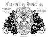 Coloring Dia Skull Los Muertos Roses Dead Card Shutterstock Stock Spanish Diadelosmuertos Printable Opportunity Celebrate Classroom Teaching Holiday Fun Use sketch template