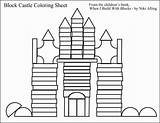 Blocks Build When Coloring Book Template Building Block Castle sketch template