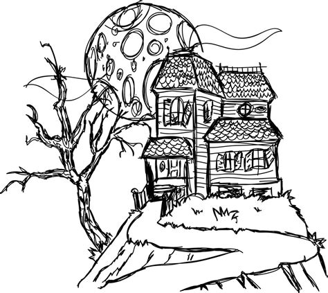 printable haunted house coloring pages  kids coolbkids coloring
