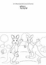 Kangaroo Colouring Card Scene Maths Facts Koala sketch template