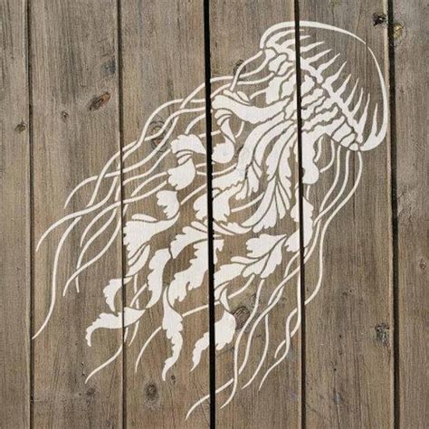 large jellyfish stencil wall art stencil   decals etsy