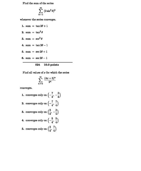 Solved Find The Sum Of The Series Sigma Infinity K 1 2