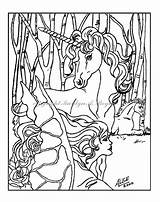 Coloring Pages Adult Unicorn Fairy Unicorns Etsy Printable Horse sketch template