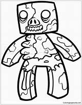 Minecraft Coloring Zombie Pages Pigman Printable Printables Portal Color Drawing Alex Toddlers Kids Awesome Iron Golem Print Getcolorings Getdrawings Skeleton sketch template