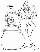 Colorir Witch Bruxa Kolorowanki Cauldron Witches Potion Divertimento Kleurplaten Pompoenen sketch template