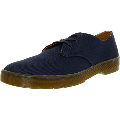dr martens dr martens mens delray  eye twill canvas navy blue marin ankle high flat shoe