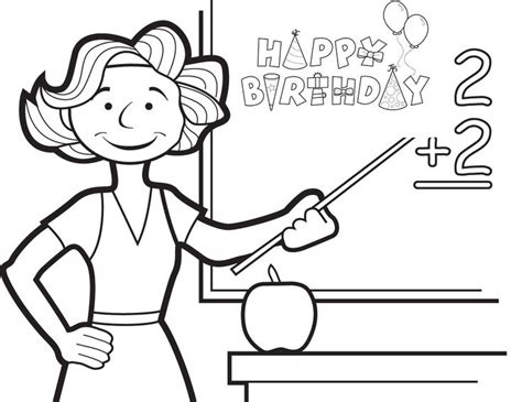 printable coloring birthday card  teacher