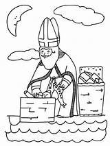 Sinterklaas Dak Schoorsteen Saint Nicolas Leukekleurplaten Cadeaus Colorier Zwarte één Knutselen sketch template