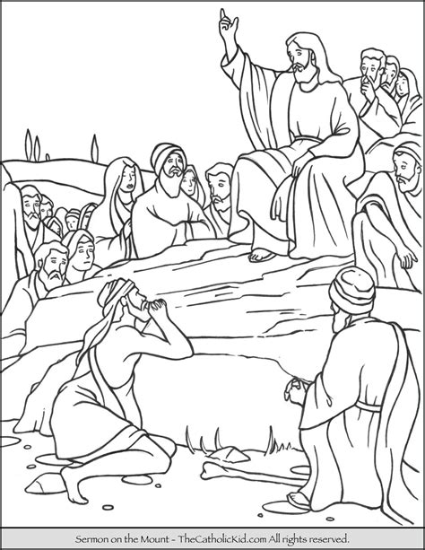 sermon   mount coloring page   jesus   crowds