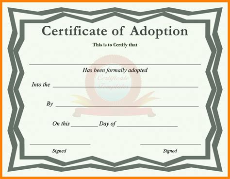 printable doll adoption certificate sample certificate