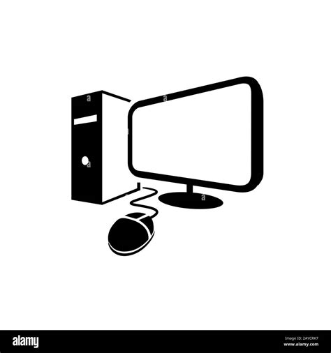 simple black color desktop computer vector logo icon illustrations