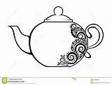 Teapot Clipart Beautiful Floral Decorated Tea Pot Clip Outline Drawing Wonderland Alice Ornament Cup Many Teapots Similarities Authors Pro Coloring sketch template