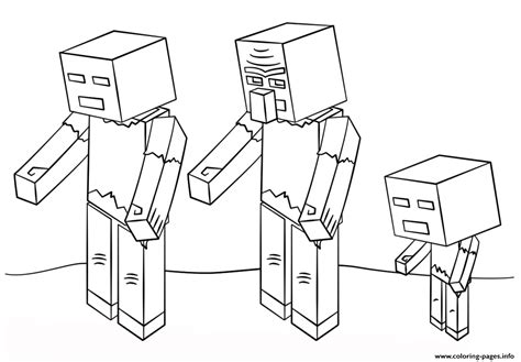 minecraft zombies coloring page printable