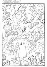 Pages Coloring Sad Aesthetic Colouring Indie Ghost Space Club Themed Cute Adult Printable Kid Book Tumblr Kids Drawings Mindfulness Sheets sketch template