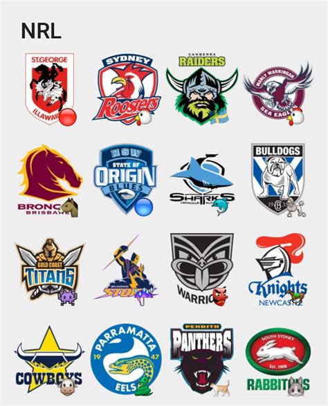 australian nrl team logo stickers set stickers