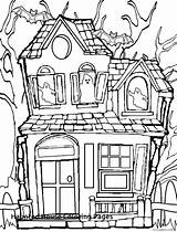 Coloring Haunted House Pages Mansion Spooky Halloween Printable Drawing Castle Color Colouring Inside Kids Print Monster Board Getdrawings Getcolorings Houses sketch template
