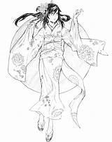 Kimono Kolorowanki Stress Wydruku Colorier Coloriages Cerezo Druku sketch template
