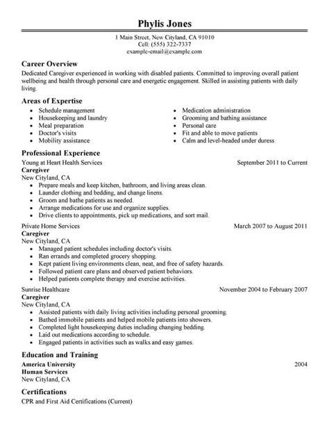 caregiver resume examples healthcare support livecareer
