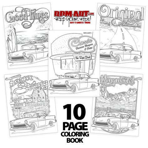 chevy bel air  page coloring book digital instant etsy