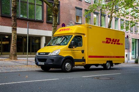 dhl delivery car stock    royalty